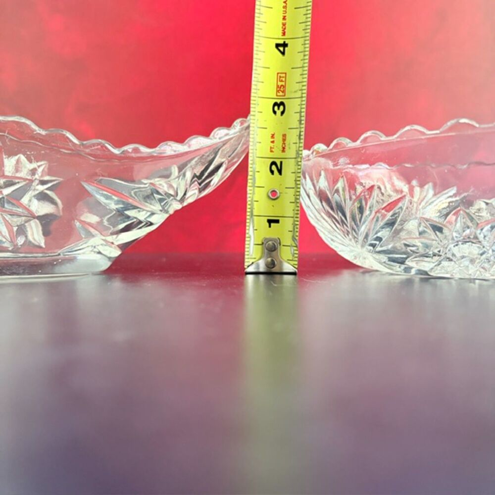 Vintage Clear Pressed Glass Starburst Serving Bowl & Relish Dish 2 Piece Set